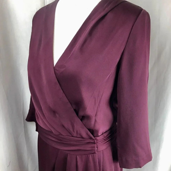 Banana Republic Tall Wrap Dress Plum Burgundy Jewel Tone 3/4 Sleeve Size 10 - Picture 7 of 12